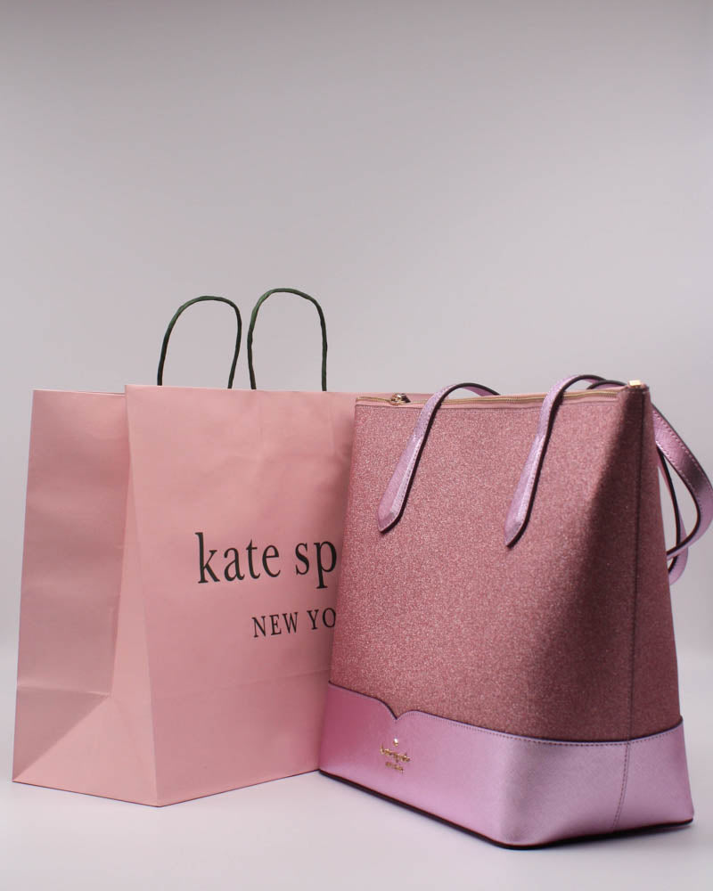 Kate spade lola glitter tote online pink