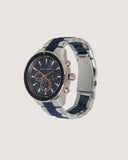 Reloj Armani Exchange Silvertone and Navy Chronogaph Bracelet - Hombre