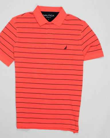 Nautica Classic Polo - Naranja con Rayas