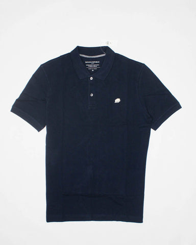 Banana Republic Solid Organic Cotton Pique Polo - Azul